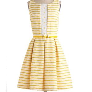 Eva Franco Daisy Yellow Stripe Dress- Modcloth- size 10 - New